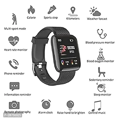 Smart Watch for Men  Women - ID116 Latest Bluetooth Phone Watch 1.3 LED with Daily Activity Tracker, Heart Rate Sensor, BP Monitor, Sports Watch for All Boys  Girls - Black-thumb5