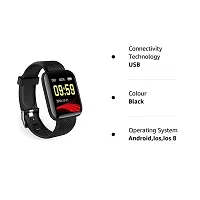 Smart Watch for Men  Women - ID116 Latest Bluetooth Phone Watch 1.3 LED with Daily Activity Tracker, Heart Rate Sensor, BP Monitor, Sports Watch for All Boys  Girls - Black-thumb2