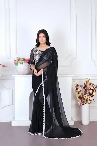 Must Have Georgette Saree with Blouse piece 