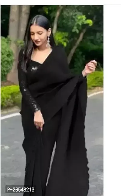 Beautiful Georgette Saree With Blouse Piece For Women-thumb0