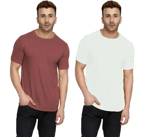 Pack Of 2 Solid Cotton Round Neck T Shirts