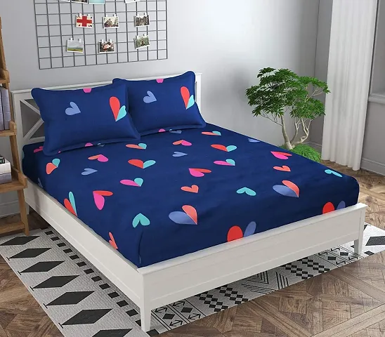 innovative edge Elastic King Size Double bedsheet with 2 Pillow Covers | King Size Elastic Bedsheet | Blue