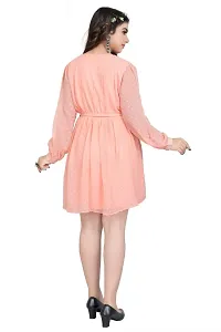 PEACH COLOUR POLYESTER Marbal Buty Dress-thumb4