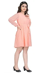 PEACH COLOUR POLYESTER Marbal Buty Dress-thumb1
