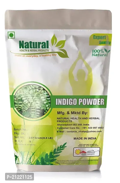 Natural Health And Herbal Products Pure  Natural Indigo Powder | Indigofera tinctoria Neel Powder For Natural Hair Colorant Black/Brown Hair Color - 227 Gram (Pack of 1)