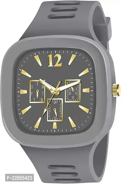 Square Dial Milar Analog Silicon Strap Stylish Designer Analog Watch for Boys   and Grey Square  Milar  watch (Pack of 01)
