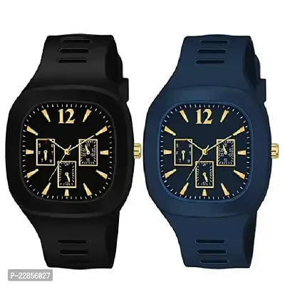 Black and blue milar watch for men  Combo (pack of 02)