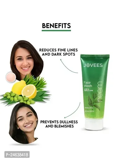 JOVEES Herbal Neem For All Skin Types ndash; Natural Cleanser for Acne and Pimples ndash; 50 ML Face Wash  Free Gift (50ml) ( Pack Of 2)-thumb2