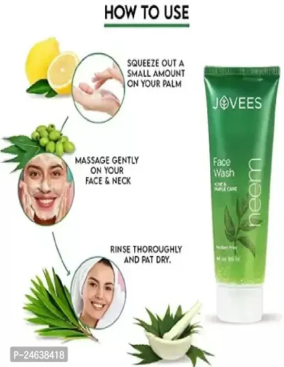 JOVEES Herbal Neem For All Skin Types ndash; Natural Cleanser for Acne and Pimples ndash; 50 ML Face Wash  Free Gift (50ml) ( Pack Of 2)-thumb4