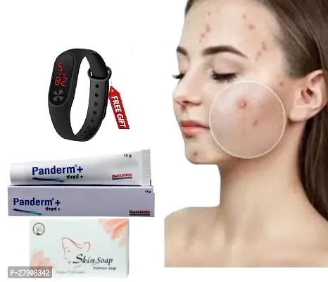Panderm + Cream 15 gm + Skin Shine Soap 75 gm Free M2 Watch For Men  Women ( Combo1)-thumb0
