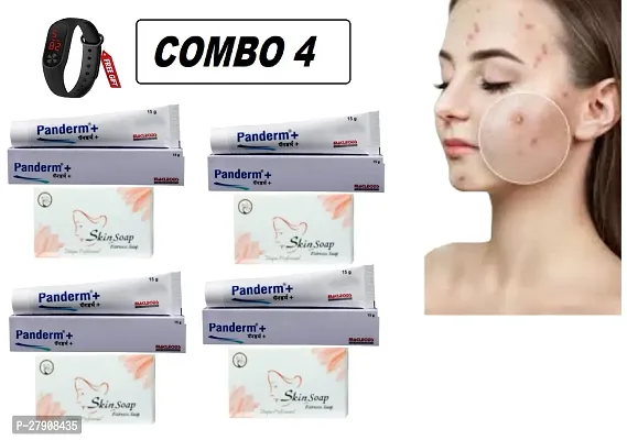 Panderm + Fairness Cream 15gm X Skin Shine Soap 75gm For Men  Women Free M2 Watch  ( Combo4)-thumb0