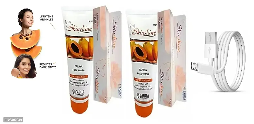 Skin shine Cream 15 Gm + Skin Shine Papaya Face Wash 60 ml With USB Cable Pack of 4