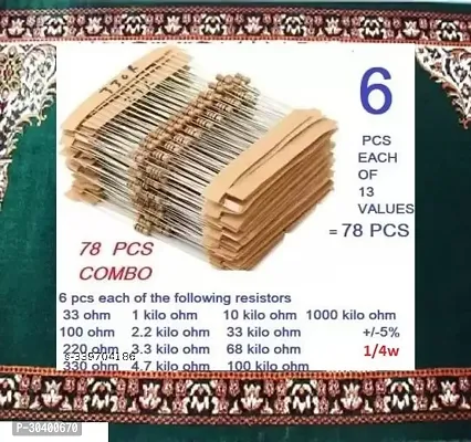 78 Combo pcs of 13 values resistor Fixed Resistor