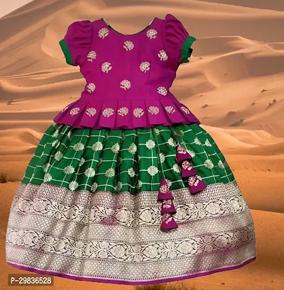 Stylish Cotton Blend Printed Lehenga Choli for Kid Girl-thumb0