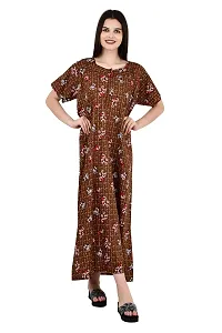 ldhsati Womens Cotton Jaipuri Printed Check Floral Printed Ankle Length Button Open Maternity Free Size Nighty Maxi Dress Night Gown_Sleepwear Super Comfortable  Soft Cotton for Young Lady-thumb1