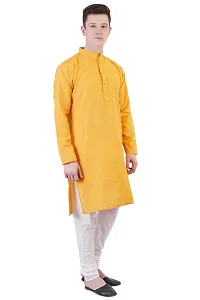 ldhsati Long Straight Kurta for Men's (Man's) Full Sleeves Yellow-thumb2