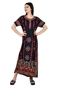 ldhsati Womens Cotton Jaipuri Printed Cotton Nighty Maxi Dress Night Gown-thumb1