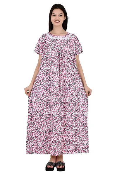 ldhsati Womens Ankle Length Maternity Free Size Nighty Maxi Dress Night Gown_Sleepwear Super Comfortable Soft for Young Lady, Old Lady