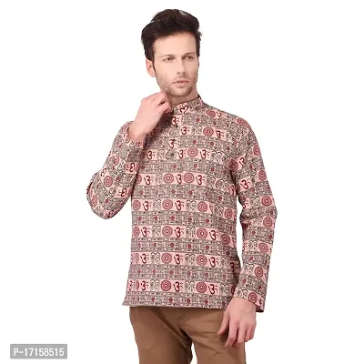 ldhsati Full Sleeve Short Om Printed Kurtas Pure Cotton Kurta for Men's and Boy's