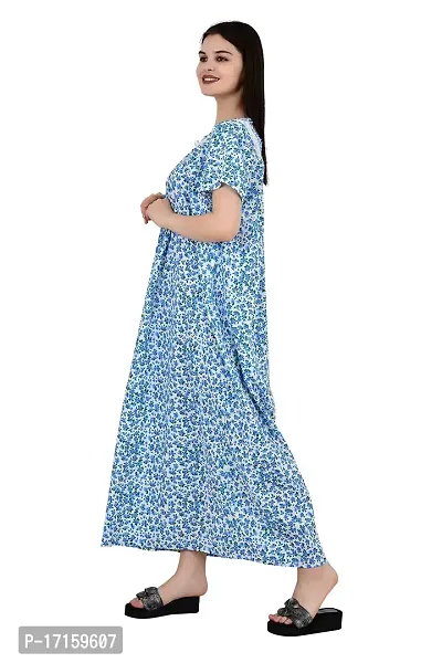 ldhsati Womens Cotton Printed Ankle Length Maternity Free Size Nighty Maxi Dress Night Gown_Sleepwear Super Comfortable  Soft Cotton for Young Lady, Old Lady-thumb5