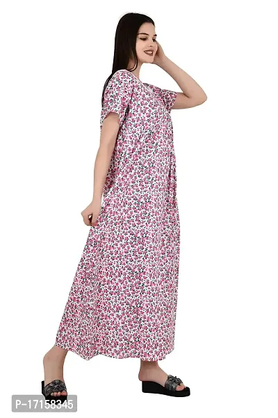 ldhsati Womens Cotton Printed Ankle Length Maternity Free Size Nighty Maxi Dress Night Gown_Sleepwear Super Comfortable  Soft Cotton for Young Lady, Old Lady-thumb4