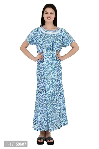 ldhsati Womens Cotton Printed Ankle Length Maternity Free Size Nighty Maxi Dress Night Gown_Sleepwear Super Comfortable  Soft Cotton for Young Lady, Old Lady-thumb2