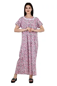 ldhsati Womens Cotton Printed Ankle Length Maternity Free Size Nighty Maxi Dress Night Gown_Sleepwear Super Comfortable  Soft Cotton for Young Lady, Old Lady-thumb2