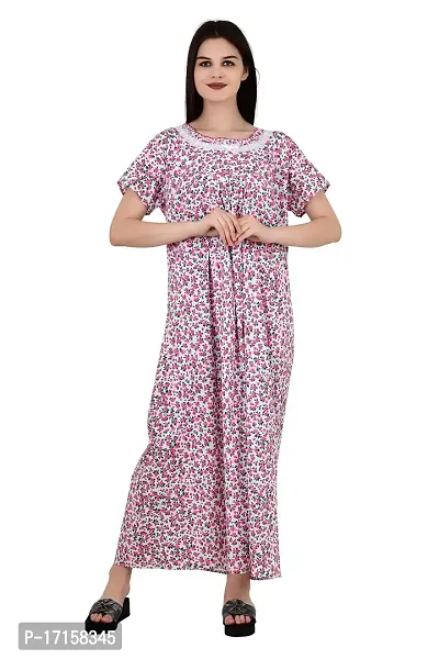 ldhsati Womens Cotton Printed Ankle Length Maternity Free Size Nighty Maxi Dress Night Gown_Sleepwear Super Comfortable  Soft Cotton for Young Lady, Old Lady-thumb3