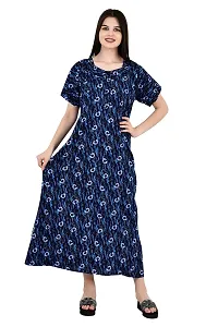 ldhsati Womens Cotton Jaipuri Printed Check Floral Printed Ankle Length Button Open Maternity Free Size Nighty Maxi Dress Night Gown_Sleepwear Super Comfortable  Soft Cotton for Young Lady-thumb2