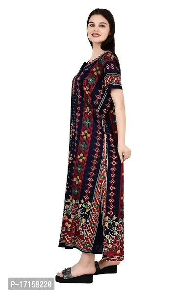 ldhsati Womens Cotton Jaipuri Printed Cotton Nighty Maxi Dress Night Gown-thumb4