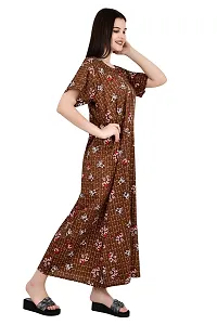 ldhsati Womens Cotton Jaipuri Printed Check Floral Printed Ankle Length Button Open Maternity Free Size Nighty Maxi Dress Night Gown_Sleepwear Super Comfortable  Soft Cotton for Young Lady-thumb2