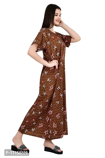 ldhsati Womens Cotton Jaipuri Printed Check Floral Printed Ankle Length Button Open Maternity Free Size Nighty Maxi Dress Night Gown_Sleepwear Super Comfortable  Soft Cotton for Young Lady-thumb3