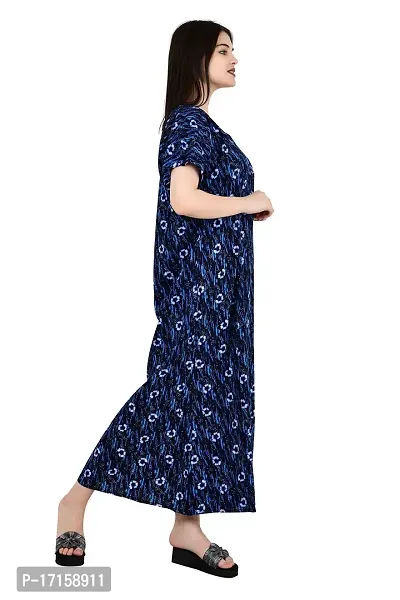 ldhsati Womens Cotton Jaipuri Printed Check Floral Printed Ankle Length Button Open Maternity Free Size Nighty Maxi Dress Night Gown_Sleepwear Super Comfortable  Soft Cotton for Young Lady-thumb4