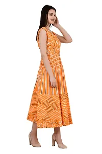 ldhsati Women's Cotton Traditional Jaipuri Printed One Piece Cocktail Midi Dress, Maxi Frock Long Kurti, Midi Maxi Dress Multicolored_Free Size Upto Up to 42XL-thumb3