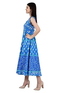 ldhsati Women's Cotton Traditional Jaipuri Printed One Piece Cocktail Midi Dress, Maxi Frock Long Kurti, Midi Maxi Dress Multicolored_Free Size Upto Up to 42XL-thumb4