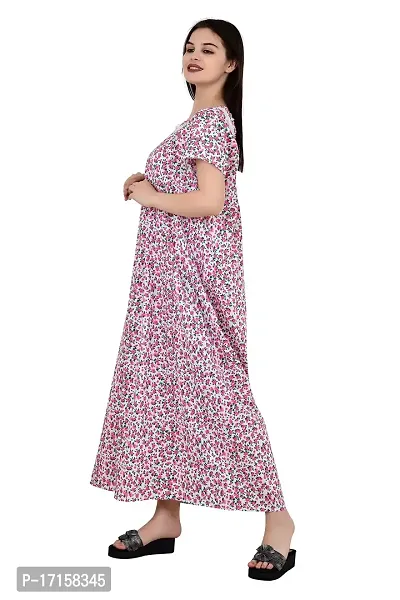 ldhsati Womens Cotton Printed Ankle Length Maternity Free Size Nighty Maxi Dress Night Gown_Sleepwear Super Comfortable  Soft Cotton for Young Lady, Old Lady-thumb5