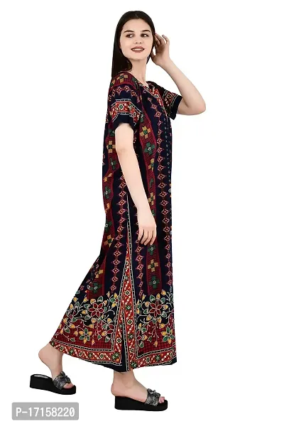 ldhsati Womens Cotton Jaipuri Printed Cotton Nighty Maxi Dress Night Gown-thumb3