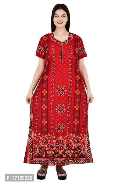 ldhsati Womens Cotton Jaipuri Printed Cotton Nighty Maxi Dress Night Gown