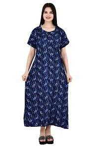 ldhsati Womens Cotton Jaipuri Printed Check Floral Printed Ankle Length Button Open Maternity Free Size Nighty Maxi Dress Night Gown_Sleepwear Super Comfortable  Soft Cotton for Young Lady-thumb1