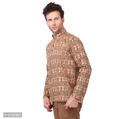 ldhsati Full Sleeve Short Om Printed Kurtas Pure Cotton Kurta for Men's and Boy's-thumb3