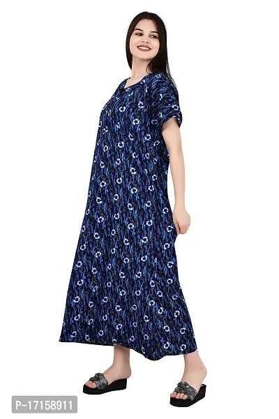 ldhsati Womens Cotton Jaipuri Printed Check Floral Printed Ankle Length Button Open Maternity Free Size Nighty Maxi Dress Night Gown_Sleepwear Super Comfortable  Soft Cotton for Young Lady-thumb5