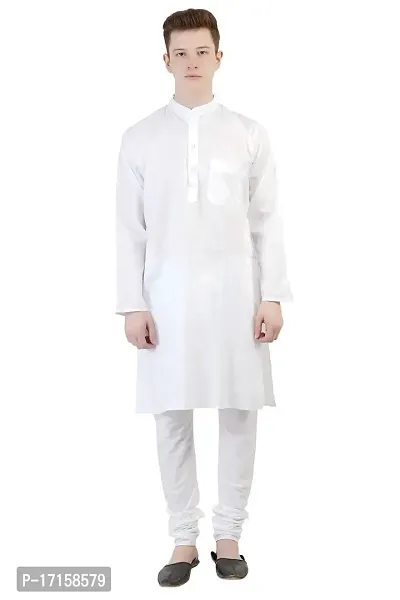 ldhsati Long Straight Kurta for Men's (Man's) Full Sleeves White