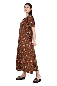 ldhsati Womens Cotton Jaipuri Printed Check Floral Printed Ankle Length Button Open Maternity Free Size Nighty Maxi Dress Night Gown_Sleepwear Super Comfortable  Soft Cotton for Young Lady-thumb3