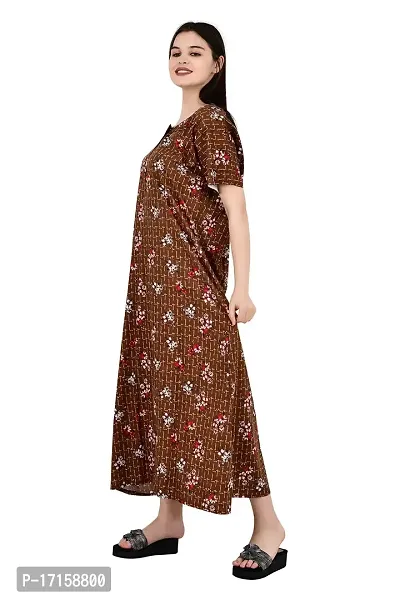 ldhsati Womens Cotton Jaipuri Printed Check Floral Printed Ankle Length Button Open Maternity Free Size Nighty Maxi Dress Night Gown_Sleepwear Super Comfortable  Soft Cotton for Young Lady-thumb4