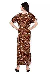 ldhsati Womens Cotton Jaipuri Printed Check Floral Printed Ankle Length Button Open Maternity Free Size Nighty Maxi Dress Night Gown_Sleepwear Super Comfortable  Soft Cotton for Young Lady-thumb4