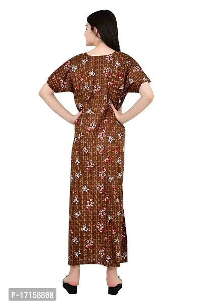 ldhsati Womens Cotton Jaipuri Printed Check Floral Printed Ankle Length Button Open Maternity Free Size Nighty Maxi Dress Night Gown_Sleepwear Super Comfortable  Soft Cotton for Young Lady-thumb5