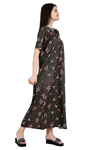 ldhsati Womens Cotton Jaipuri Printed Check Floral Printed Ankle Length Button Open Maternity Free Size Nighty Maxi Dress Night Gown_Sleepwear Super Comfortable  Soft Cotton for Young Lady-thumb2