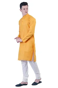 ldhsati Long Straight Kurta for Men's (Man's) Full Sleeves Yellow-thumb1