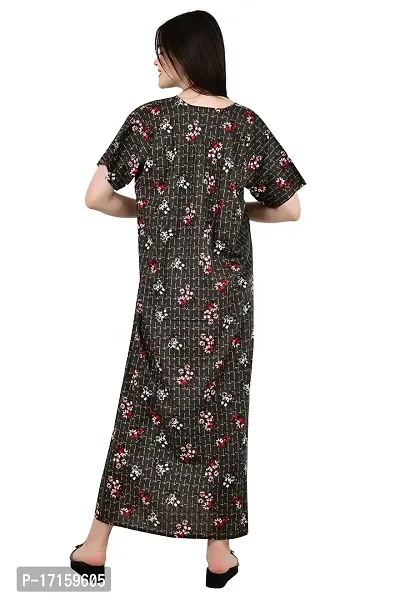 ldhsati Womens Cotton Jaipuri Printed Check Floral Printed Ankle Length Button Open Maternity Free Size Nighty Maxi Dress Night Gown_Sleepwear Super Comfortable  Soft Cotton for Young Lady-thumb5