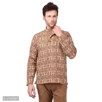 ldhsati Full Sleeve Short Om Printed Kurtas Pure Cotton Kurta for Men's and Boy's